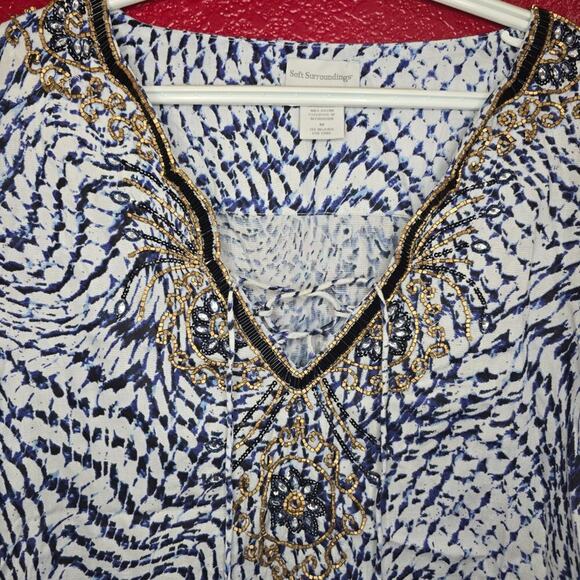 Soft Surroundings South Beach Patterned Tunic Top Beachy Medium - Picture 4 of 9